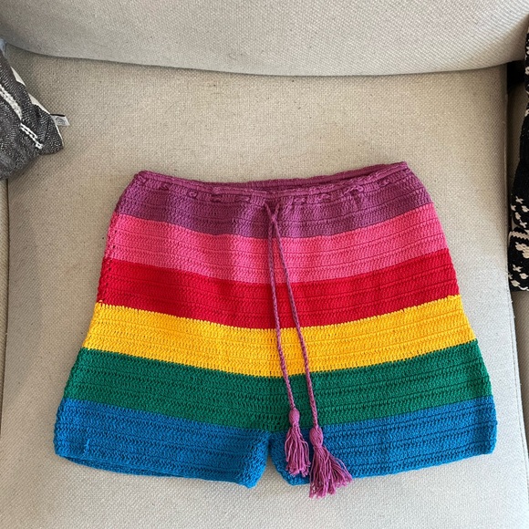 Shop Fluffy Rainbow Crochet Shorts S - Picture 4 of 4